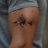 Mountain and Compass Tattoo