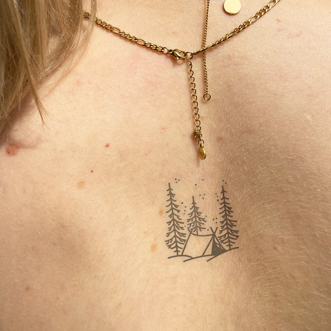 Zelt und Bäume | Temporäres Tattoo