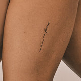No Rain, No Flowers Cursive Tattoo