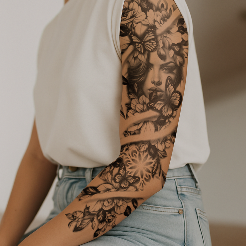 Goddess of Nature Tattoo Sleeve