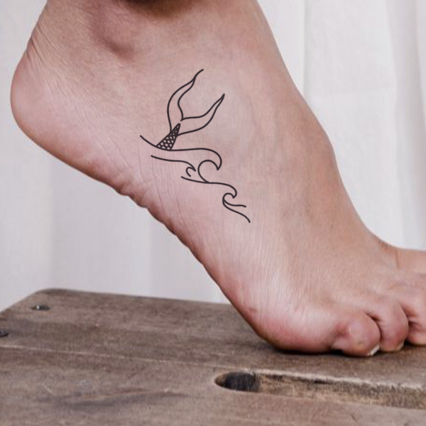 2x Meerjungfrau Temporär-Tattoo XL – Schwarzes Design, Ca. 19x13,5 Cm, Wasserfest & Einfach Anzuwenden