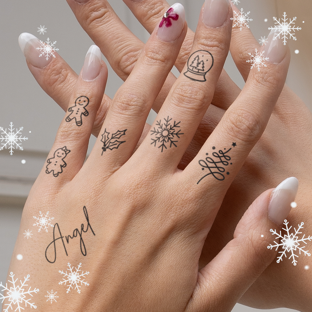 künstliche tattoos Weihnachts-Finger-Elemente Tattoos | Temporäres Tattoo