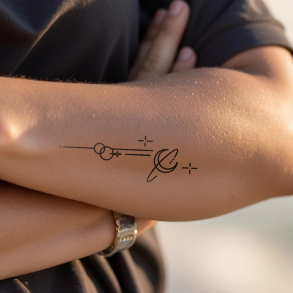 Small moon and star elements tattoo