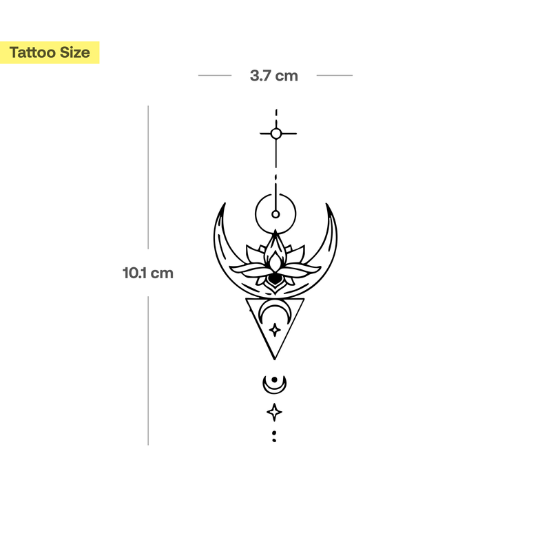 Lotus and moon elements tattoo
