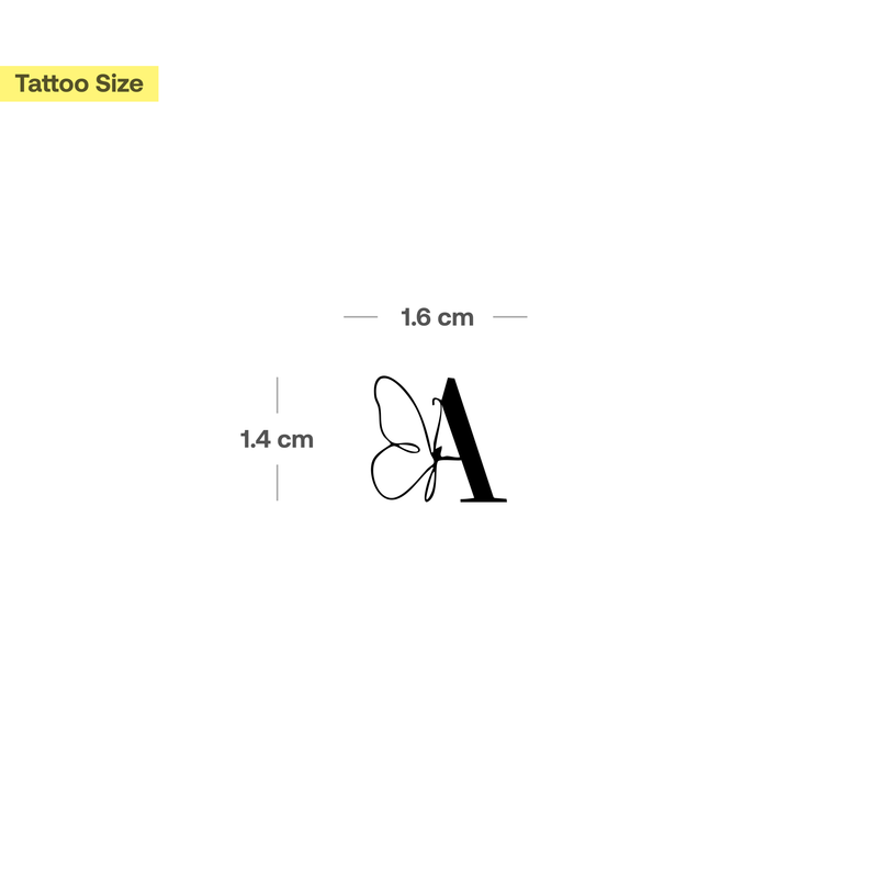 Butterfly with initials Tattoo (A-Z)