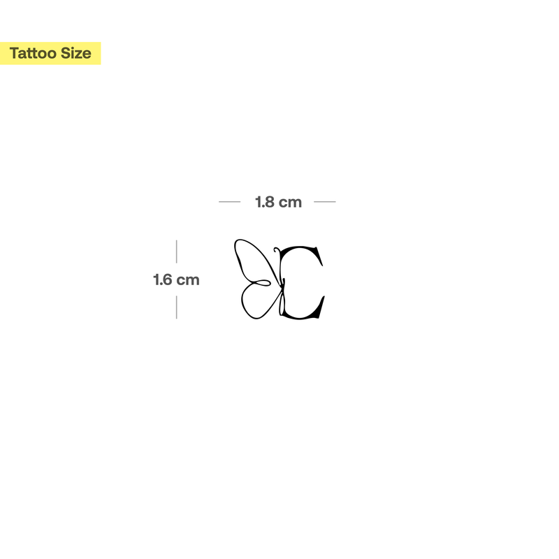 Butterfly with initials Tattoo (A-Z)