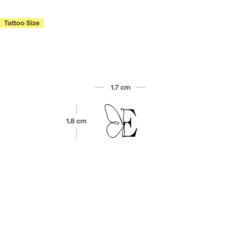 Butterfly with initials Tattoo (A-Z)