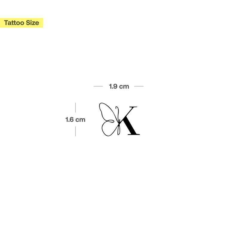 Butterfly with initials Tattoo (A-Z)