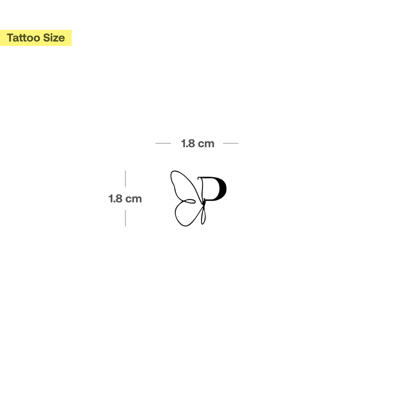 Butterfly with initials Tattoo (A-Z)