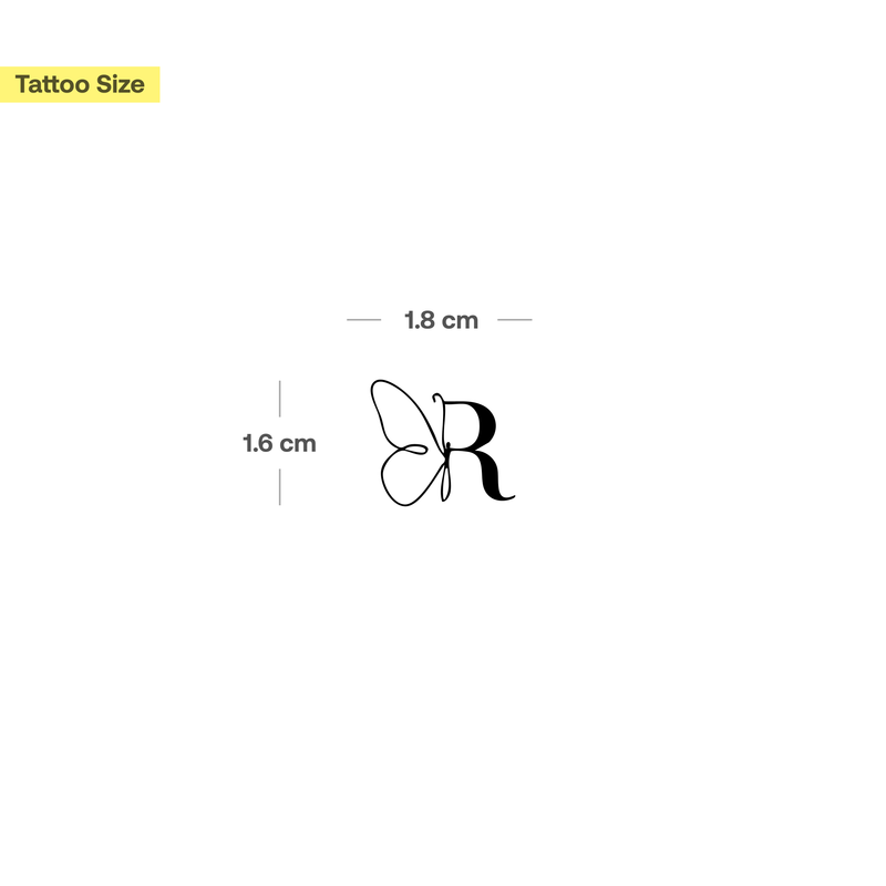 Butterfly with initials Tattoo (A-Z)