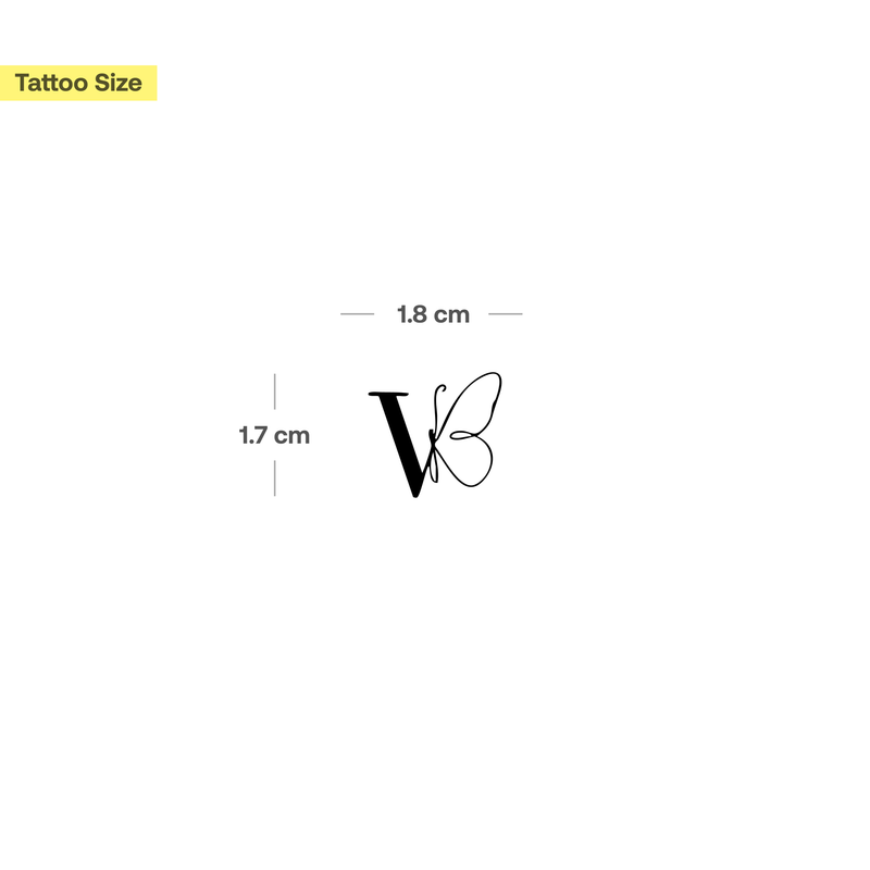 Butterfly with initials Tattoo (A-Z)