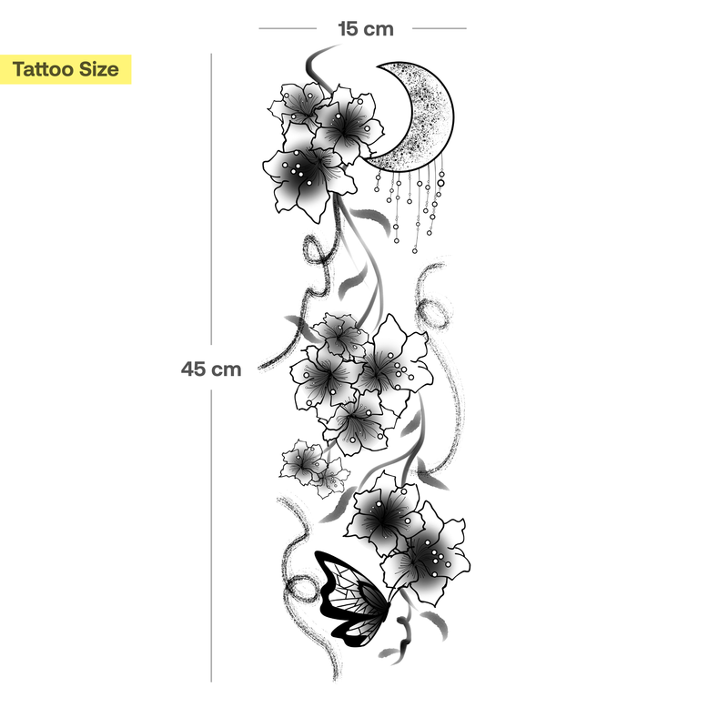 Cherry Blossoms in Moonlight Tattoo Sleeve
