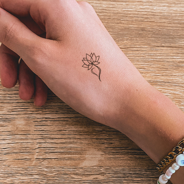 2x Bunte Lotusblumen XL Tattoos Mit Schriftzug – Wasserfest, Ca. 20,1 X 9,1 Cm, Einfach Aufzutragen