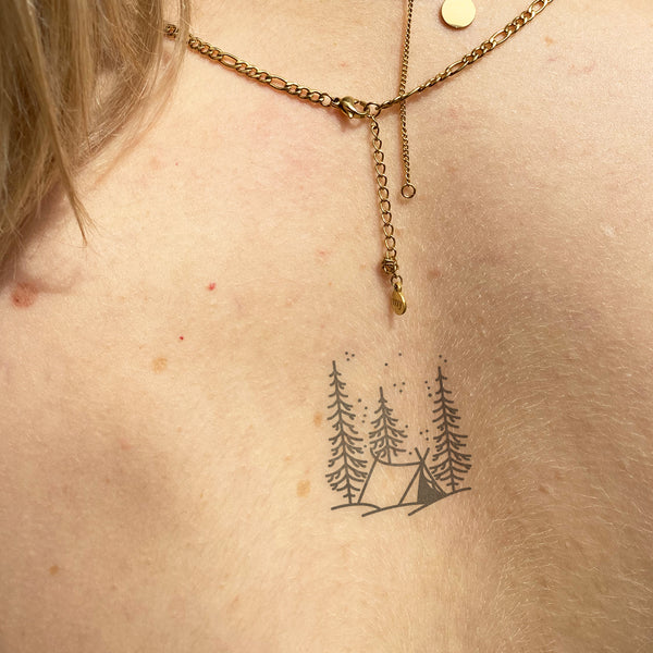 zelt tattoo Zelt und Bäume | Temporäres Tattoo
